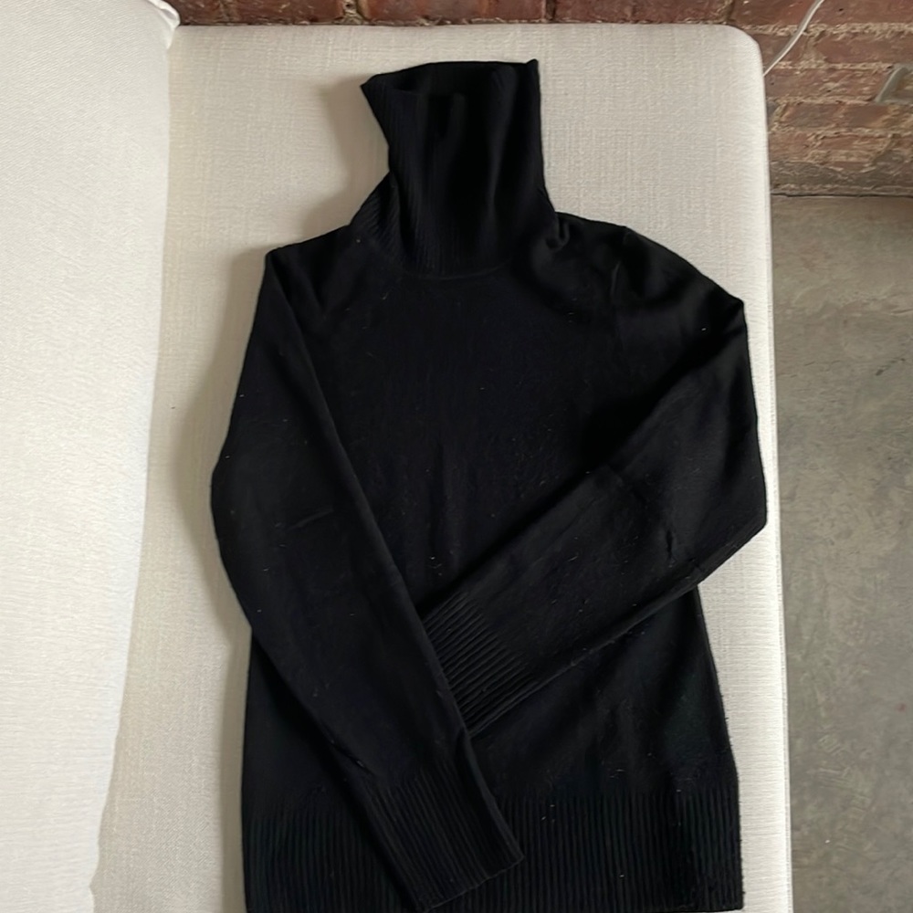 J Crew Black Cashmere roll neck sweater